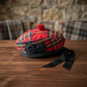 Royal Stewart Glengarry Scottish Wool Kilt <b>Hat</b> with Red Pompom - Product Image 2