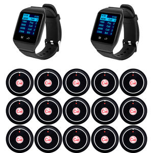 15 émetteurs de boutons d'appel + 2 montres vibrantes - Système d'appel sans fil pour restaurant / clinique - Product Image 1