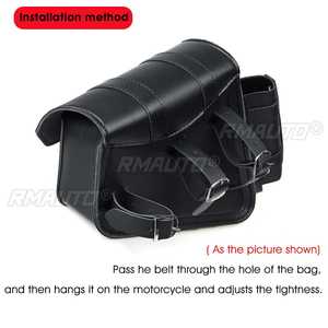 Sacs de selle de moto en cuir PU, sac à outils avec porte-bouteille d'eau, sac à bagages Cafe Racer, étanche, universel pour Cruiser Custom - Product Image 6