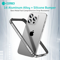 Étui de protection en métal Coteci, cadre en aluminium, protection des bords, antichoc, fin, léger, pour iPhone 16 Pro Max
