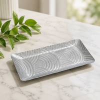 Assiette ovale de luxe vintage en acier inoxydable, finition écologique, durable, de qualité alimentaire, avec bordure en dentelle, pour hôtel