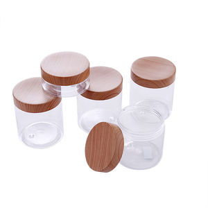Envases Cosméticos Vacíos de 50ml 150ml 250ml 500ml, Frascos Transparentes de Plástico PET Esmerilado con Tapa de Bambú y Madera - Product Image 4