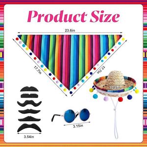 Ensemble de costumes pour animaux de compagnie : chapeau sombrero, lunettes et bandana pour chiens, accessoires décoratifs pour oies, ensemble de bandanas pour petits animaux et oies de porche - Product Image 6