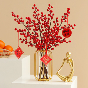 Ramas de Bayas Rojas Artificiales Populares Cloud Dwelling de 30cm-100cm, Decoración para Jarrones de Hierro, para el Hogar, Sala de Estar, Navidad, Bodas - Product Image 1