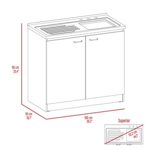 DB sfford ชุดครัวสีขาวทันสมัย2ชิ้นพร้อมตู้อ่างล้างหน้าอเนกประสงค์และตู้กับข้าวทำจากไม้และวัสดุแผง - Product Image 5