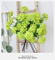 3 Têtes d'hortensias artificiels en soie, toucher réel, viburnum boule de neige, fausses fleurs pour décoration de mariage, suspension au plafond, table ou vase.