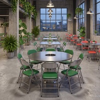 Table et chaises en acier inoxydable de style industriel, mobilier de restauration commercial pour restaurant de fondue et restaurant de barbecue