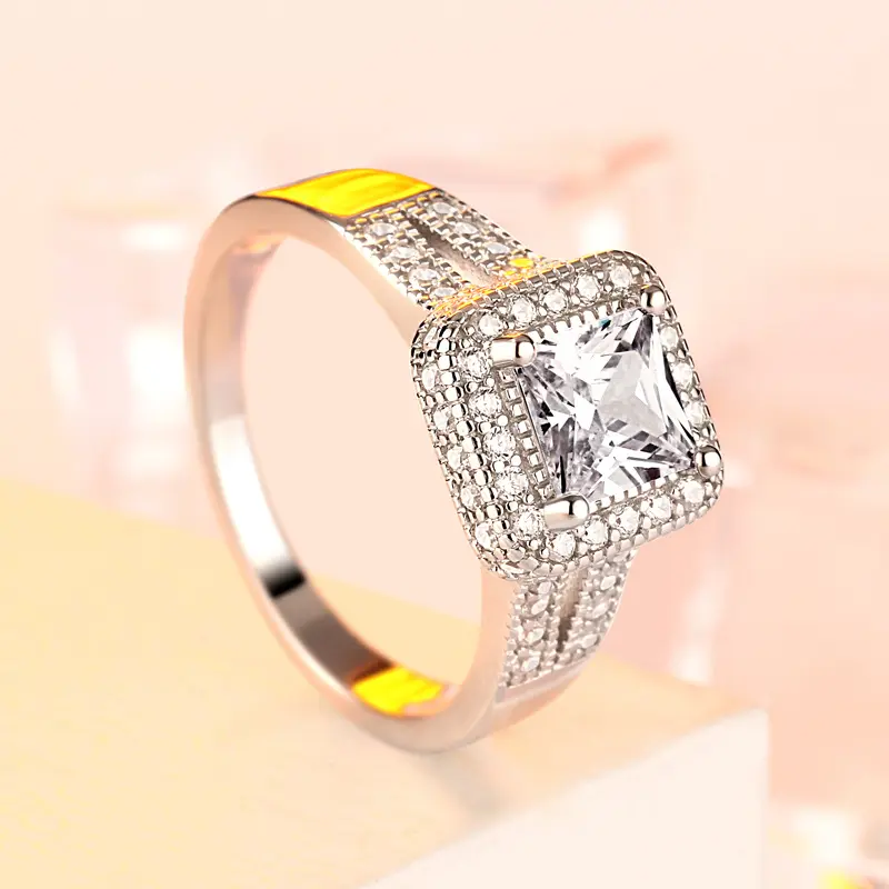 925 sterling silver personalized creative ring ladies row diamond European zircon diamond wedding ring silver jewellery