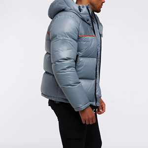 Men'<b>s</b> Luxury Thick Winter Quilted Puffer <b>Jacket</b> With Hood High Street Solid Worsted New Arrival OEM Front - Product Image 4