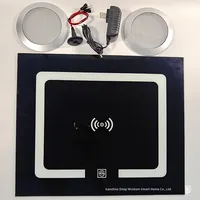 Table de chevet avec chargeur sans fil, haut-parleur Bluetooth, lumière à commande tactile, armoire flottante, accessoires de meubles intelligents