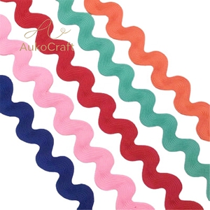 Pita renda poliester warna-warni solid 2cm, tali lengkung bentuk S, pita rajutan, renda pinggir pakaian tas tekstil, hiasan zig zag - Product Image 4