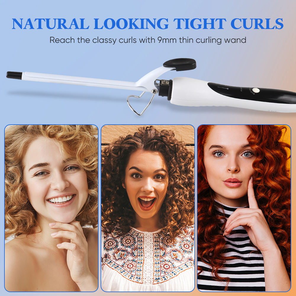 9mm Small Barrel Curling Iron Wand 3/8 Inch Ceramic Hair Curler