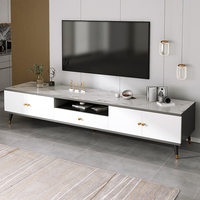 Prix Usine Meuble TV Moderne en Marbre et MDF, Designs d'Élégants Meubles TV en Bois Blanc pour Salon