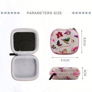 Bolsa de Cosméticos de Cuero Rosa Mini Personalizada, Organizador de Maquillaje EVA Rígido Impermeable, Espejo con Cierre de Cremallera, Estuche de Maquillaje Moderno - Product Image 5
