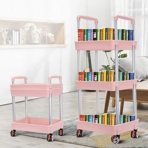 접이식 3 계층 스토리지 카트 유틸리티 친환경 PP 플라스틱 선반 트롤리 카트 롤링 스토리지 주최자 바퀴 카트 - Product Image 6