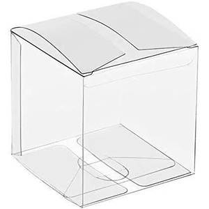 Hot sales 100 Packs small clear PET plastic clear transparent square packing box folding packaging gift box