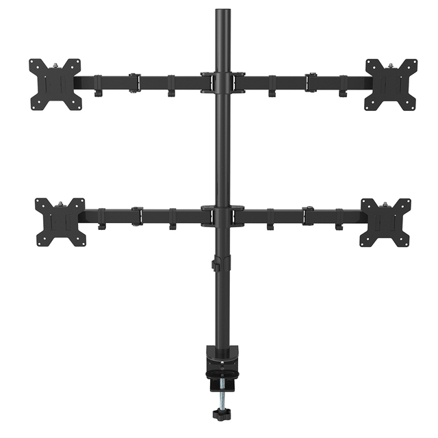 Quad LED LCD Monitor Stand up Desk Mount Extra Tall 31.5 Inch Pole Heavy Duty Fully Adjustable Stand for 4 / Four Screens