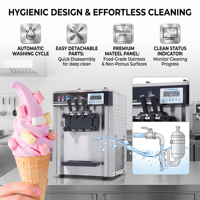 Machine à glace molle professionnelle économique à 3 becs, contrôle numérique, pour snack-bars, pâtisseries et commerces de détail