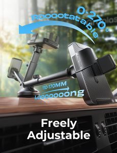 Support de téléphone portable LISEN pour voiture avec <span class=keywords><strong>bras</strong></span> long réglable, rotation à 270 degrés pour tableau de bord et grille d'aération, compatible <span class=keywords><strong>iPhone</strong></span> 17 16 Pro Max - Product Image 3