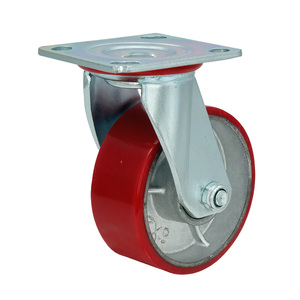 Hochbelastbare 4 Zoll 5 Zoll 6 Zoll 8 Zoll Schwenkrollen PU auf Gusseisen-Rädern für Handwagen Trolley Lenkrollen mit Bremse - Product Image 4