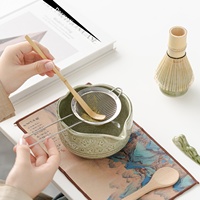 Service à thé japonais en céramique avec bol à matcha motif fleur de cerisier, fouet en bambou Chasen, origine Dehua, emballage en boîte couleur, cérémonie du thé