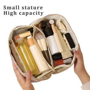 Bolsa de Maquillaje de Viaje para Mujer, de Cuero PU, Portátil, con Cierre, Abrible Completamente, para Organizar Artículos de Aseo y Cosméticos, Impermeable - Product Image 5
