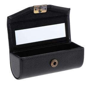 Custodia nera per il rossetto in pelle sintetica con specchio olografico per il trucco borsa con portaoggetti e tasca - Product Image 2
