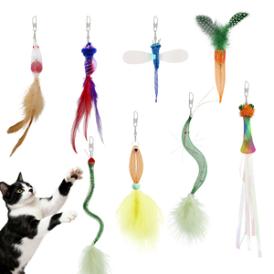 Tubo de malla elástica Genie Cat Teaser Refill Variety Pack, juguetes interactivos para gatos con forma de zanahoria, camarón, ratón, pez, <span class=keywords><strong>gusano</strong></span> y libélula - Product Image 1