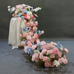 Camino de Mesa de Rosas de Seda de Alta Calidad al por Mayor, Hilera de Flores para Escenario de Boda, Decoración para Lugar de Boda - Product Image 1