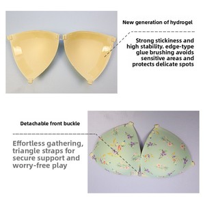<span class=keywords><strong>Soutien</strong></span>-<span class=keywords><strong>gorge</strong></span> sans couture transfrontalier le plus vendu, bikini push-up respirant à bonnets triangulaires, bretelles transparentes, adhésif invisible au dos central - Product Image 4