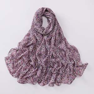 ファッションシフォン花柄スカーフショール女性エスニックイスラム教徒の花ヒジャーブ - Product Image 4