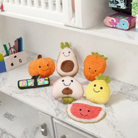 Porte-clés en peluche lavée en polyester, motif avocat et citron, mignon, en forme de fruit, pour sac à dos