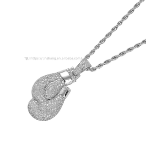 Pendentif de boxe, collier hip hop en zircon avec pendentif de boxe - Product Image 4