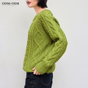 Pulls en tricot à manches longues personnalisés pour femmes, pulls d'hiver au crochet, pulls pour femmes âgées, fournisseurs de pulls d'automne pour femmes - Product Image 4