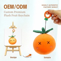 Op maat gemaakte premium pluche sleutelhanger met oranje expressie, pluizig gevuld fruit hanger, schattig charmant pluche groothandels cadeau