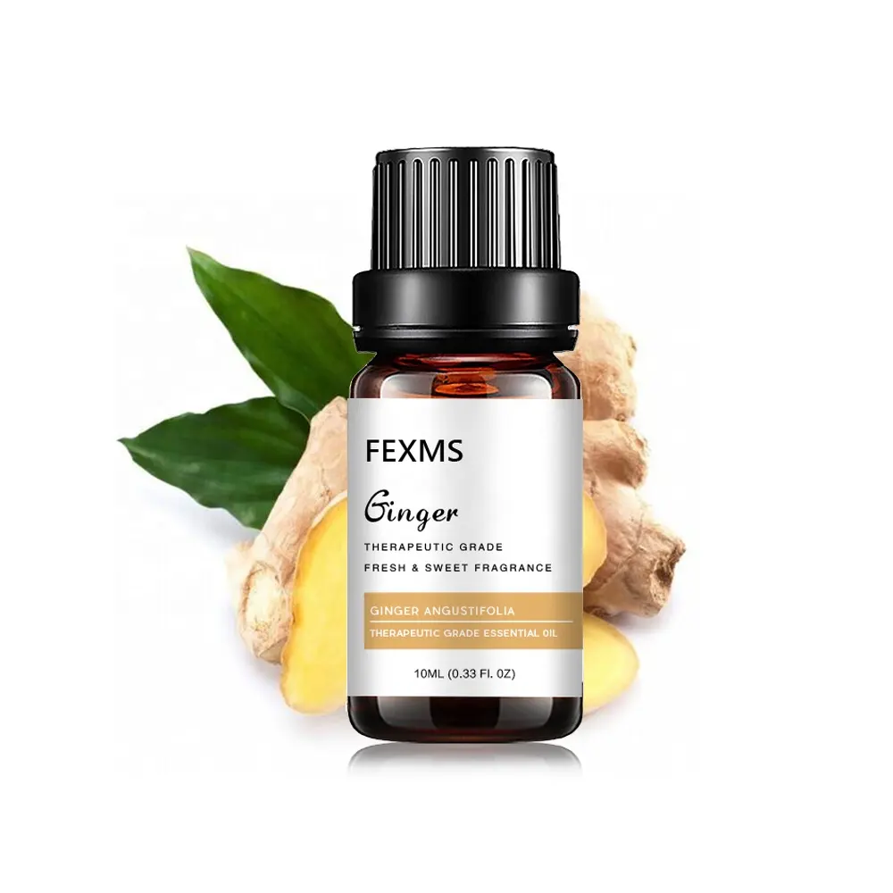 FEXMS zencefil kökü uçucu yağ 100% saf seyreltilmemiş doğal aromaterapi terapötik sınıf 10 mL uçucu yağ