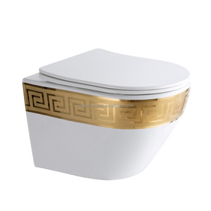 Nouvelle toilette murale sans bride couleur or, sanitaire turque, toilette suspendue avec réservoir d'eau caché, cuvette <span class=keywords><strong>WC</strong></span> - Product Image 2