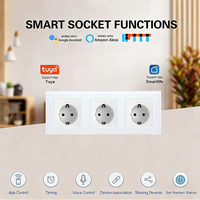 Prise murale intelligente triple UBARO 228mm Tuya WiFi 16A avec panneau en verre, moniteur de puissance, compatible Alexa, Google Home, Yandex Alice
