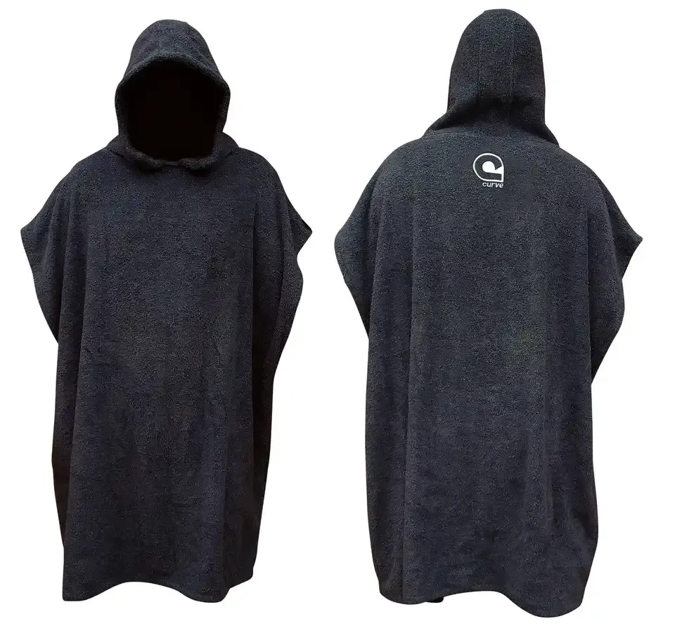 Poncho Towel Wholesale Customized Adults Hooded 100% Cotton Surf Poncho Hooded Beach Robe Towel surf changing robe