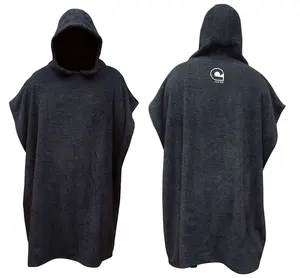 Poncho khăn bán buôn tùy chỉnh người lớn trùm đầu 100% cotton Surf Poncho trùm đầu bãi biển Robe khăn Surf thay đổi áo choàng