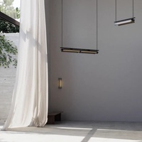 Italienischer Minimalistischer Restaurant-Kronleuchter im Industriestil Hochwertige Designer-Beleuchtung Eisen Schwarz Kreative Lange Streifenform Esstischlampe