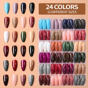 288 <span class=keywords><strong>Uñas</strong></span> Postizas de Almendra en Rojo/Verde/Azul/Blanco Brillante, <span class=keywords><strong>Cortas</strong></span>, <span class=keywords><strong>Color</strong></span> Sólido, Cobertura Completa, <span class=keywords><strong>Uñas</strong></span> Acrílicas a Presión - Product Image 4