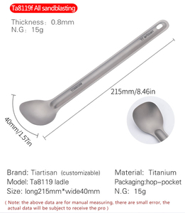Chinese Products Long Handle Spoon Pure Titanium Spoon with Polished Scoop 220mm Ultralight Titanium Camping Tableware Set - Product Image 5