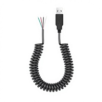 Kabel Ekstensi USB-A Retractable Spring Kustom 4-Core 24 AWG PVC dengan Konduktor Tembaga Tanpa Isolasi dan Fungsi Transfer Data