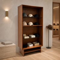 Vitrine d'exposition pour accessoires de chapeaux en bois de noyer avec étagère en verre, présentoir de magasin de détail, fabrication sur mesure