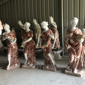 QUYANG-estatua de mármol Natural tallada <span class=keywords><strong>a</strong></span> mano, estatua de Diosa griega, tamaño real, escultura de piedra para las cuatro estaciones - Product Image 5