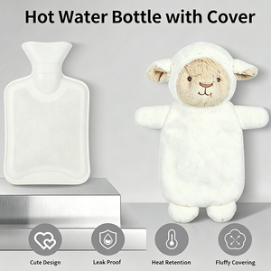 Bouteille d'eau chaude en caoutchouc Kawaii mignonne en forme de mouton, 500 ml, pour enfants, idéale pour l'hiver (vente en gros) - Product Image 3