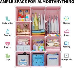 <b>Pink</b> Modern Extendable Foldable Plastic Wardrobe Storage <b>Box</b> Cube Kids Assemble Portable Hospital Closet Organizer Workshop - Product Image 4