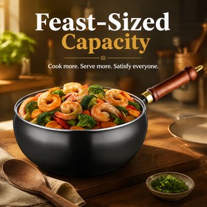 Wok en fer antiadhésif écologique pour cuisson au gaz naturel - Product Image 4