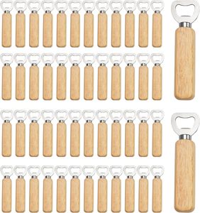 Lot de 100 ouvre-bouteilles en métal avec manche en bois gravé au laser, ouvre-bouteilles à vin en bois pour bar - Product Image 1